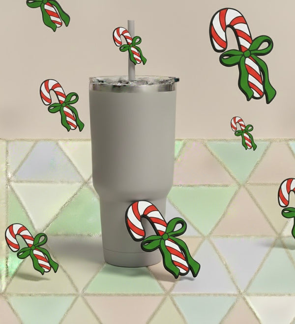 3D STRAW TOPPERS "CANDY CANE "