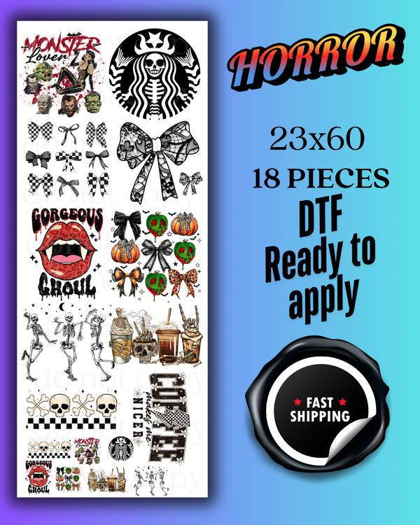 HORROR 18 PIECE - GANG SHEET (23X60)