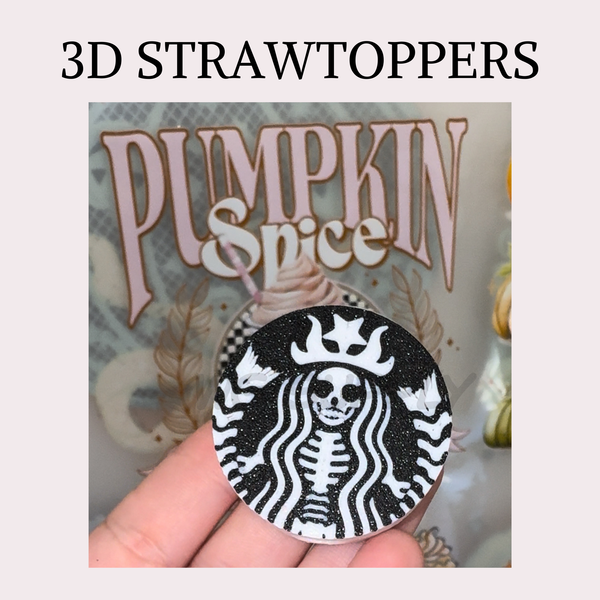 3D STRAW TOPPERS "COFFEE SKELETON"