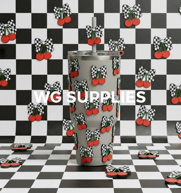 3D STRAW TOPPERS "Cherries checkers”