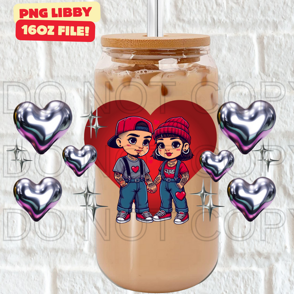 CHICANA LOVE BUBBLE HEARTS (Vinyl 16oz Libby Wrap)