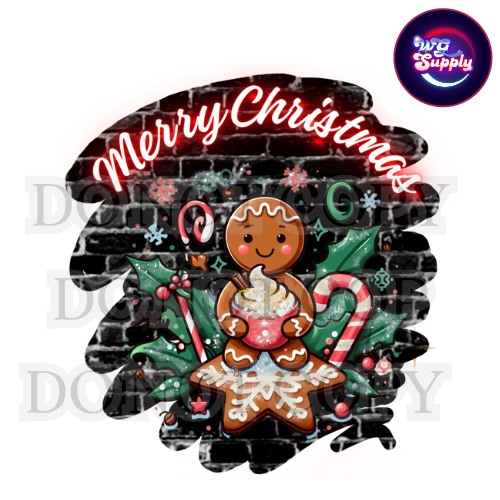 DTF Clear Transfer - Merry Xmas Gingerbread