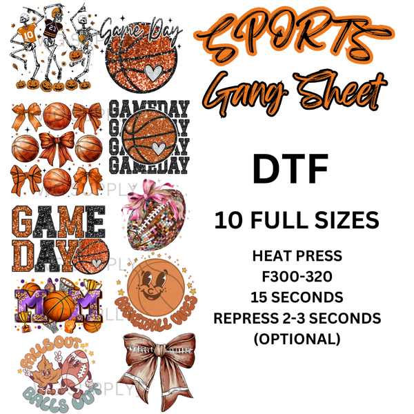 BASKETBALL & FOOTBALL #1- GANG SHEET (23X60)