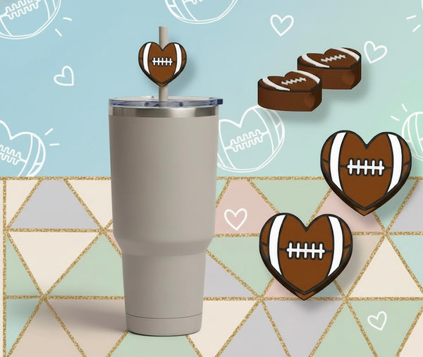 3D STRAW TOPPERS "FOOTBALL HEART "