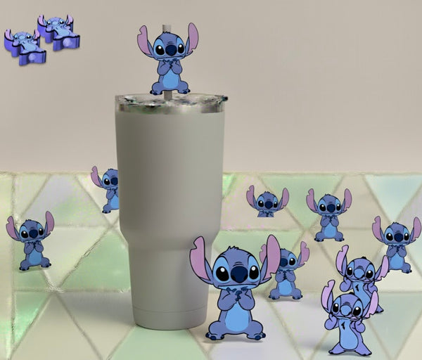 3D STRAW TOPPERS "Blue Monster "
