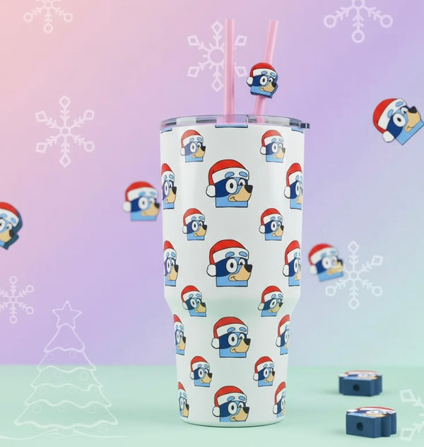3D STRAW TOPPERS "doggie blue ”