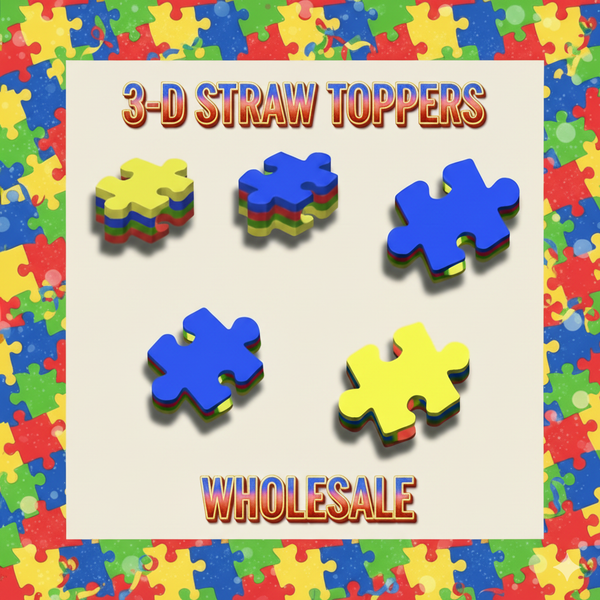 3D STRAW TOPPERS "PUZZLE"