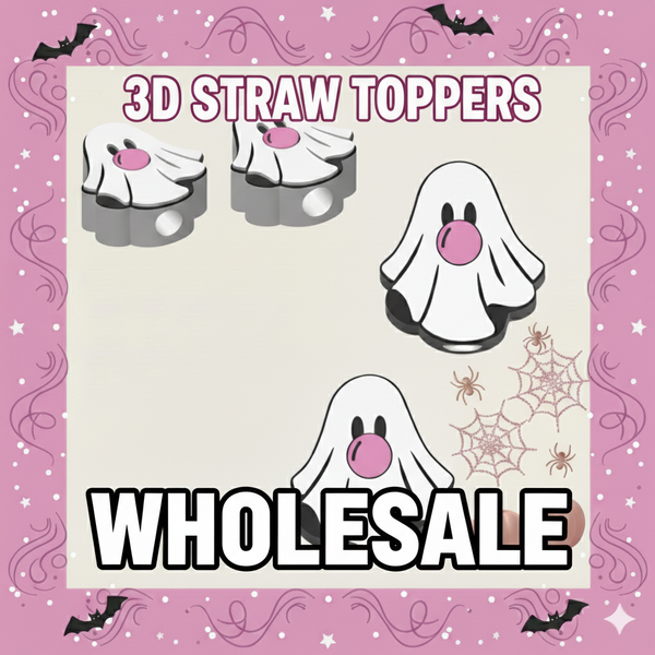 3D STRAW TOPPERS "GHOSTY BUBBLE GUM"