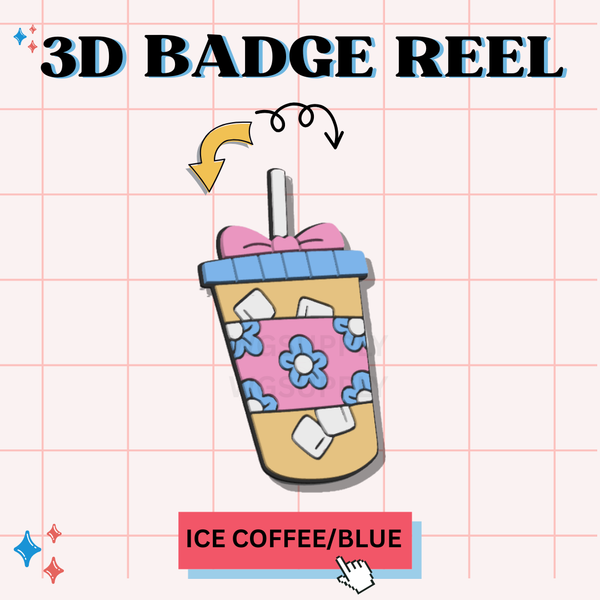 3D BADGE REEL " COFFEE PINK BOW"