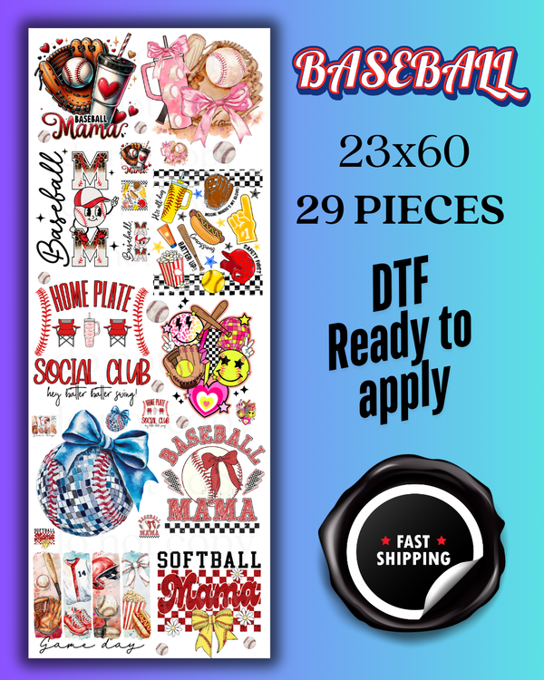 BASEBALL 29 PIECE- GANG SHEET (23X60)