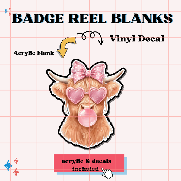 Highland Cow Bubble Gum (Acrylic Blank & Decal)