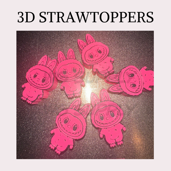 3D STRAW TOPPERS "PINK MONSTER"
