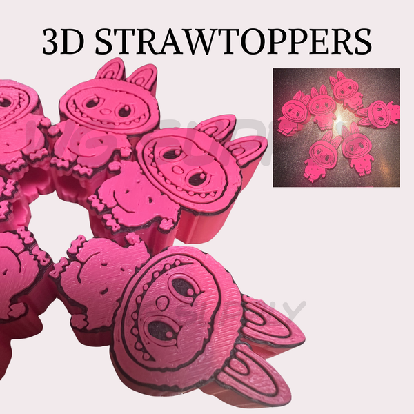 3D STRAW TOPPERS "PINK MONSTER"