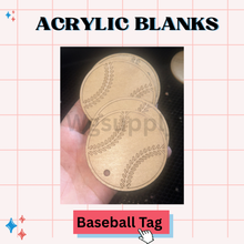 BASEBALL TAG -Acrylic Badge Reel Blank-
