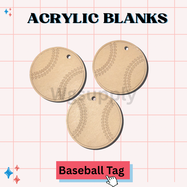 BASEBALL TAG -Acrylic Badge Reel Blank-