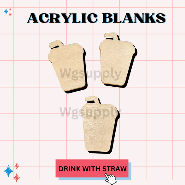 DRINK WITH STRAW-Acrylic Badge Reel Blank