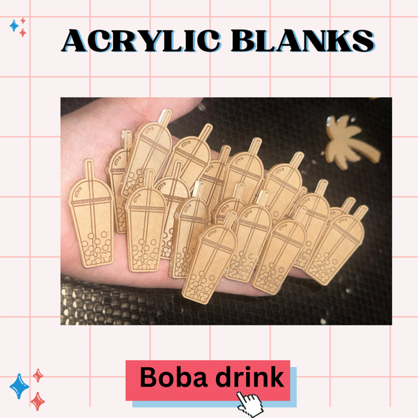 Slushy Boba Drink  -Acrylic Badge Reel Blank-