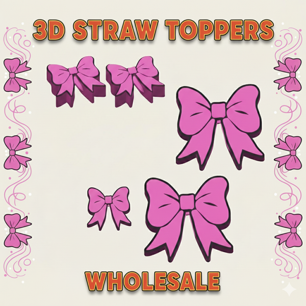 3D STRAW TOPPERS "PINK BOW"